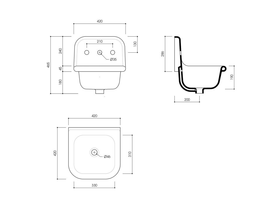 Chiuvetă de baie suspendată în ceramică albă și colorată de 42 cm - Meridiano Viadurini