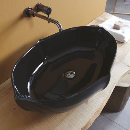 Chiuvetă de baie din ceramică lucioasă, fabricată în Italia - Oscar Viadurini