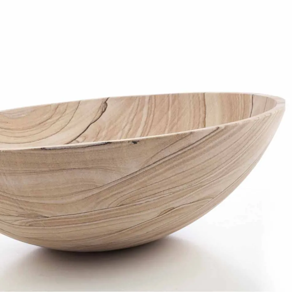 Lavoar de baie pe blat în formă de piatră rotundă cu nisip - Cerasolo Viadurini