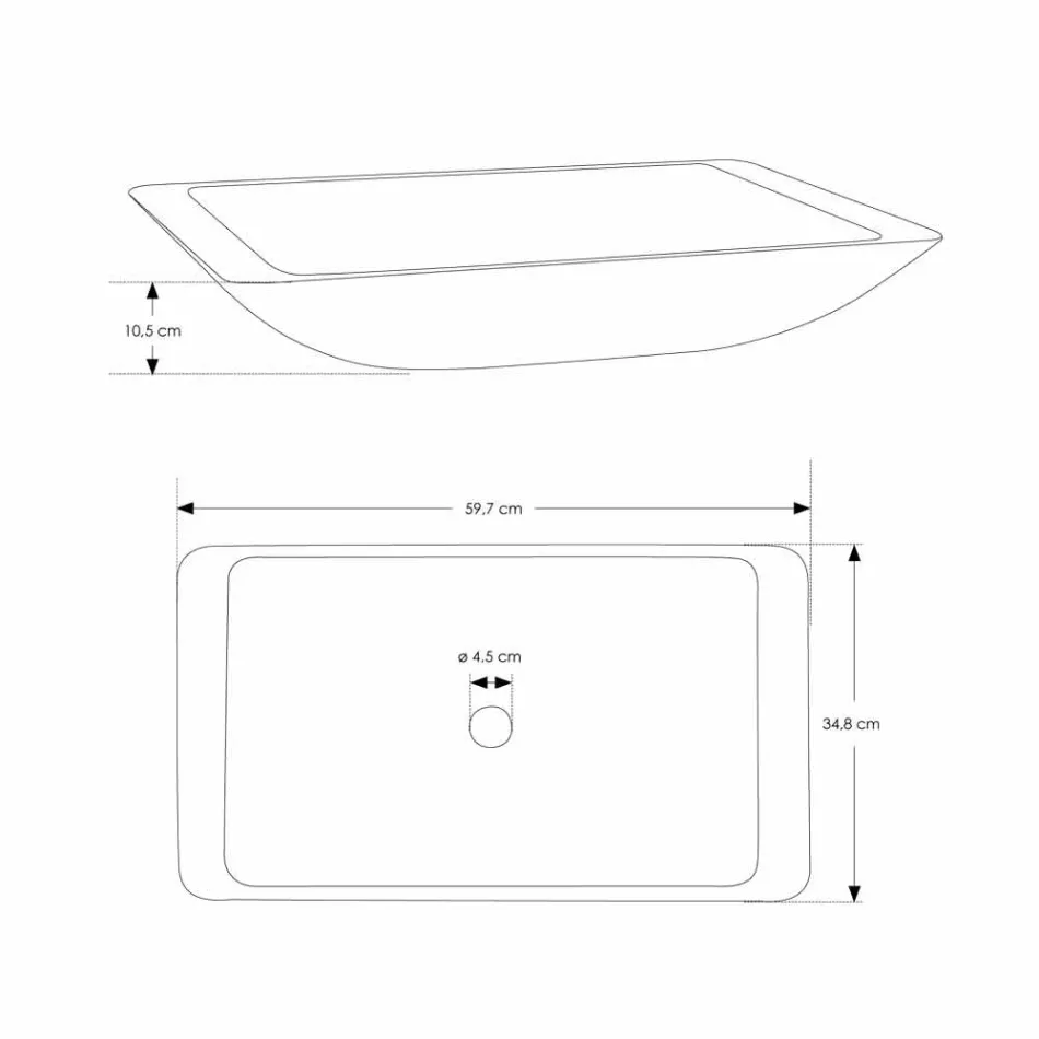 Lavoar dreptunghiular pe suprafață solidă albă - Albertina Viadurini