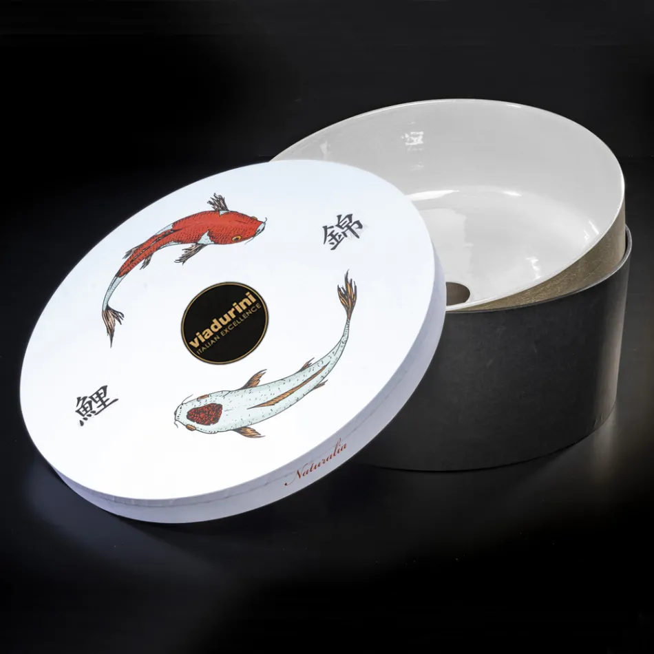 Lavoar de baie cu design alb din lut refractar Made in Italy - Tatiana Viadurini