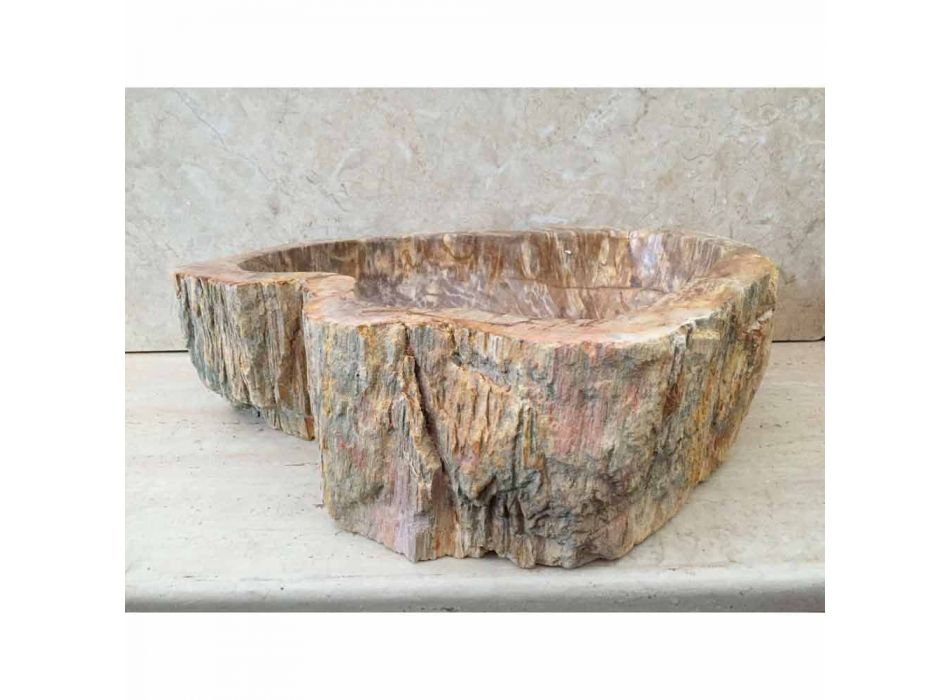 Design baie chiuveta din lemn fosil Star mini, bucată unică Viadurini