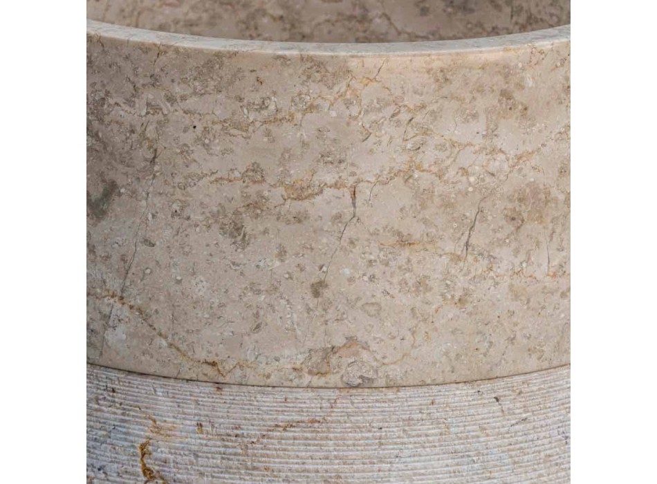 Chiuvetă de baie independentă, cu formă cilindrică de finisaj marmură ivoire - Cremino Viadurini