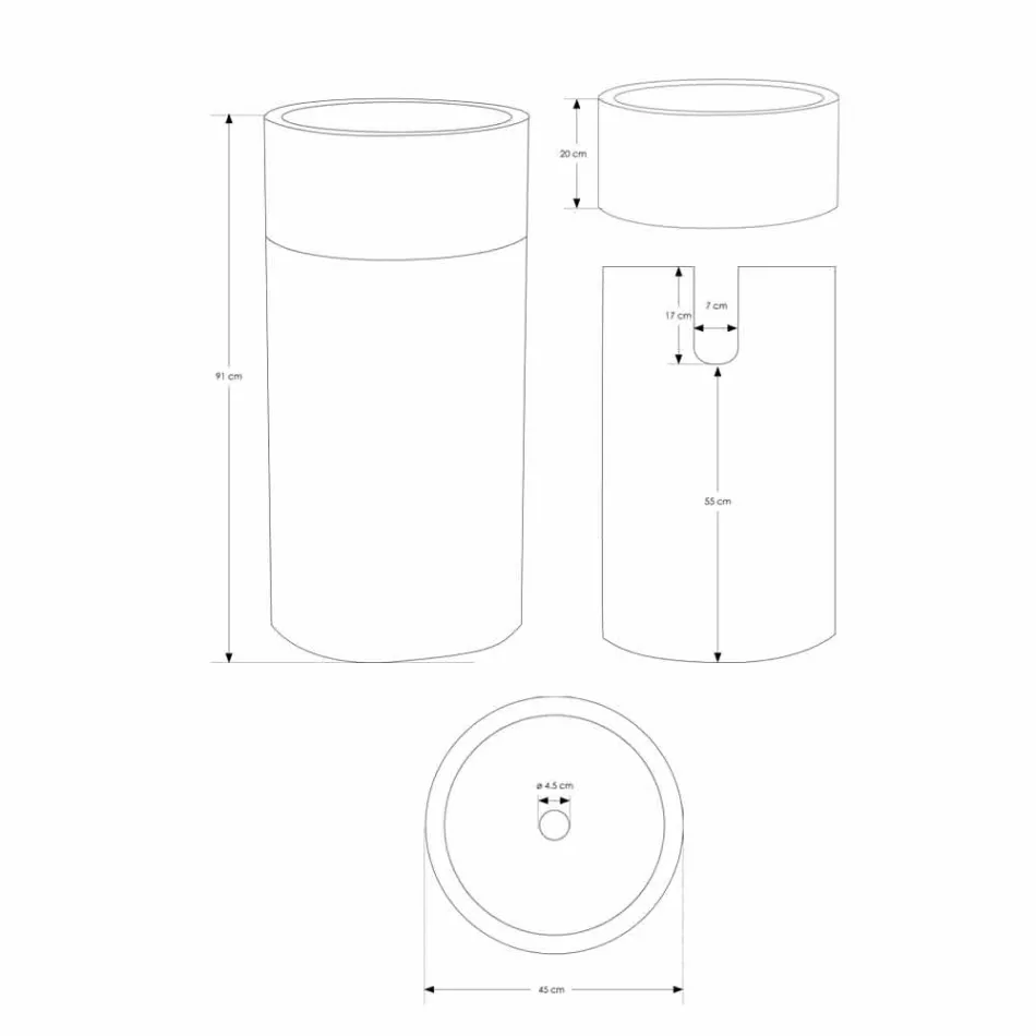 Chiuvetă de baie independentă, cu formă cilindrică de finisaj marmură ivoire - Cremino Viadurini