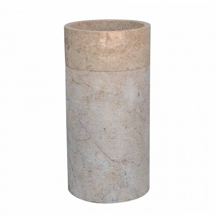 Chiuvetă de baie independentă, cu formă cilindrică de finisaj marmură ivoire - Cremino Viadurini