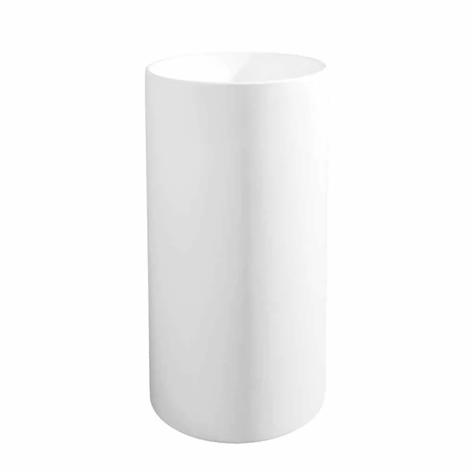 Lavoar de baie independent în rășină albă cu formă cilindrică - Libertine Viadurini