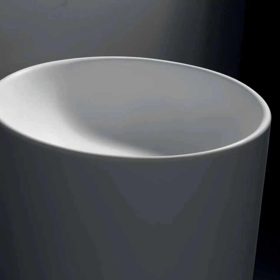 Lavoar de baie independent în rășină albă cu formă cilindrică - Libertine Viadurini