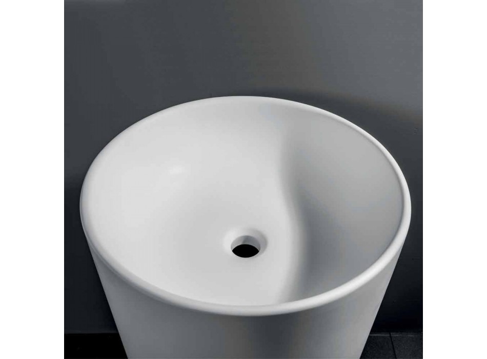 Lavoar de baie independent în rășină albă cu formă cilindrică - Libertine Viadurini