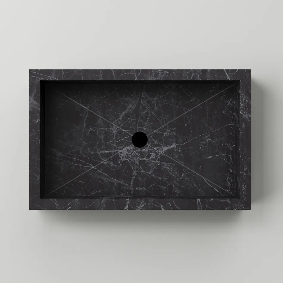 Lavoar de baie din gresie portelanata cu efect de marmura Made in Italy - Ludmilla Viadurini