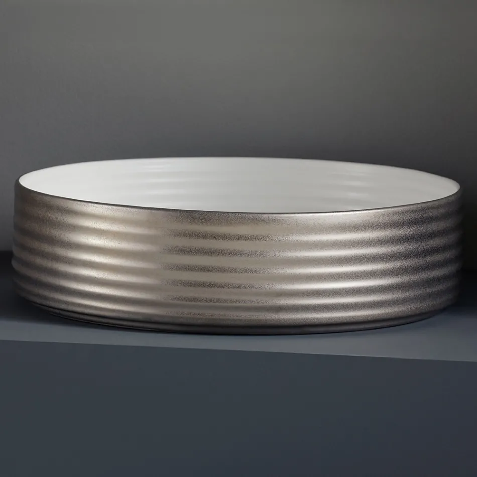 Chiuvetă de baie din gresie porțelanată turnată manual Made in Italy - Darts Viadurini