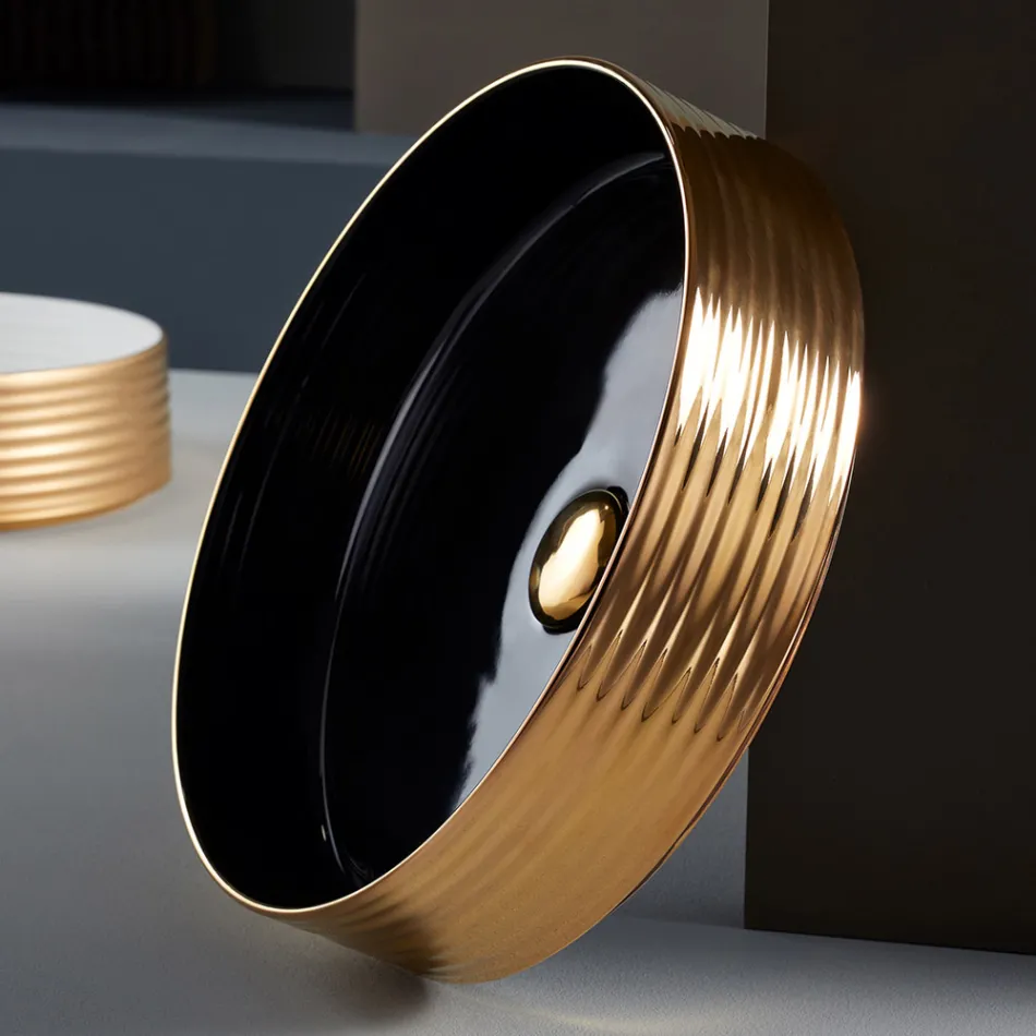 Chiuvetă de baie din gresie porțelanată turnată manual Made in Italy - Darts Viadurini