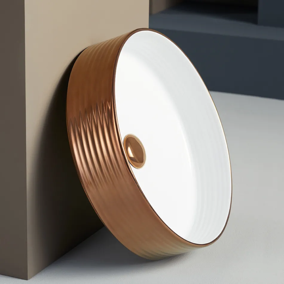 Chiuvetă de baie din gresie porțelanată turnată manual Made in Italy - Darts Viadurini