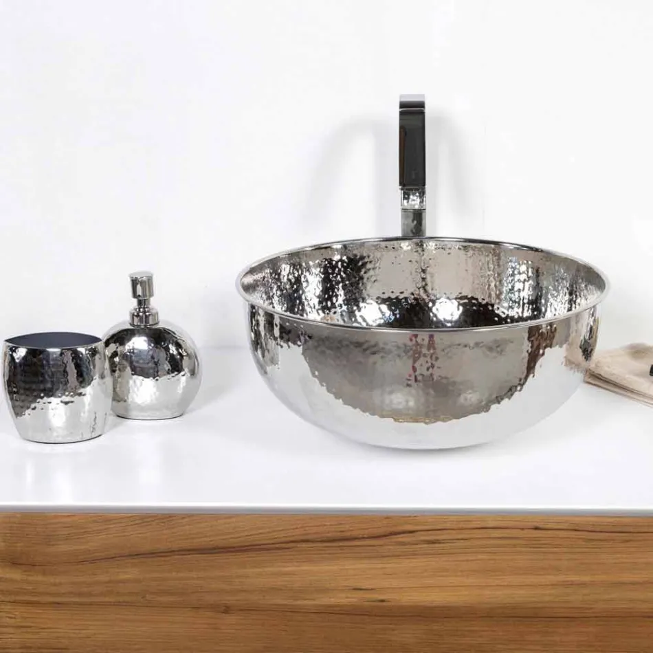 Lavoar rotund de blat din alamă cromată cu ciocan - diamant Viadurini