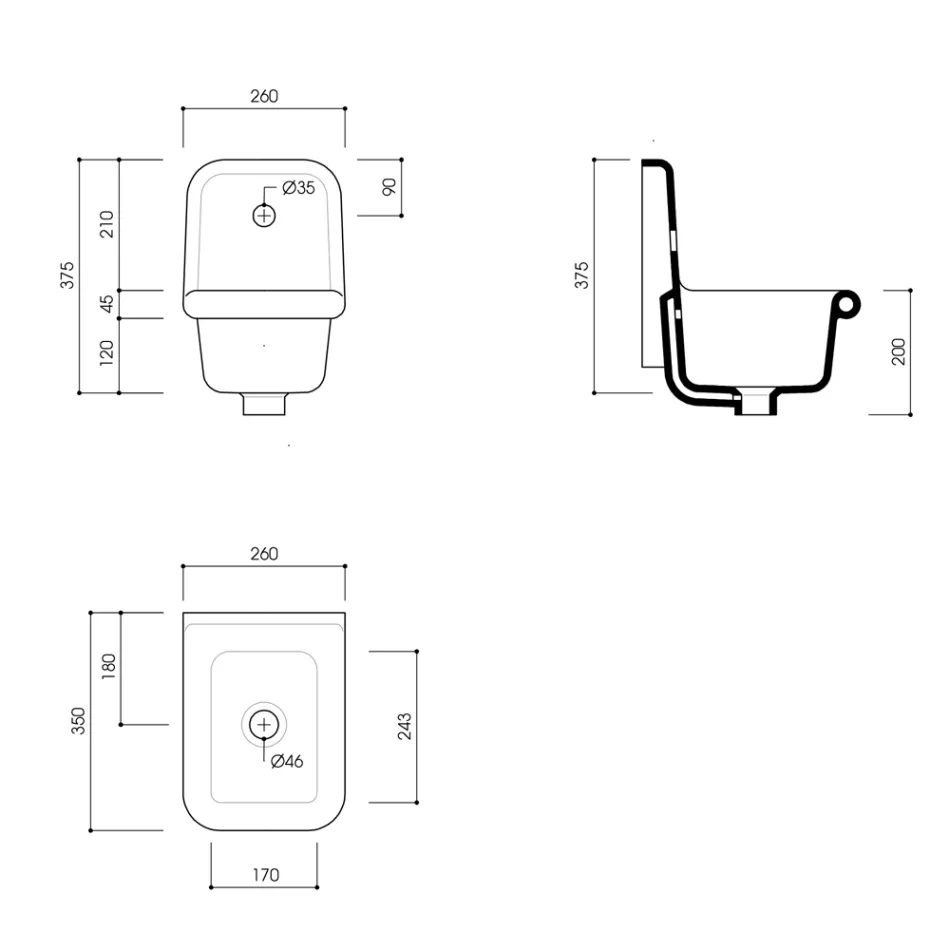 Chiuvetă suspendată în ceramică colorată în stil vintage 26 cm - Iordania Viadurini