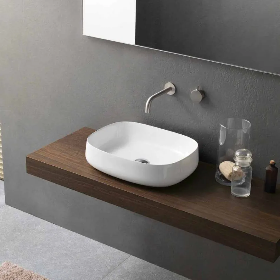 Chiuvetă din ceramică albă, de design modern, fabricată în Italia - Tune2 Viadurini