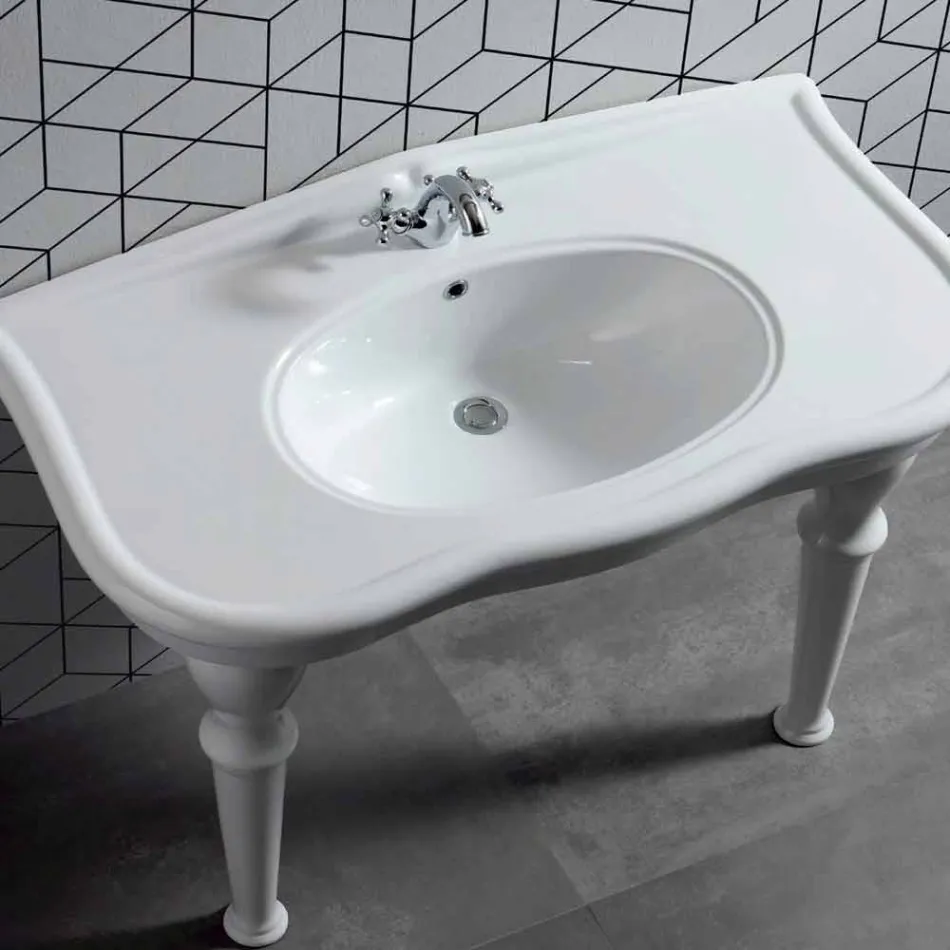 Chiuveta cu picioare sau fara ceramica L 110cm, prin design Avise Viadurini