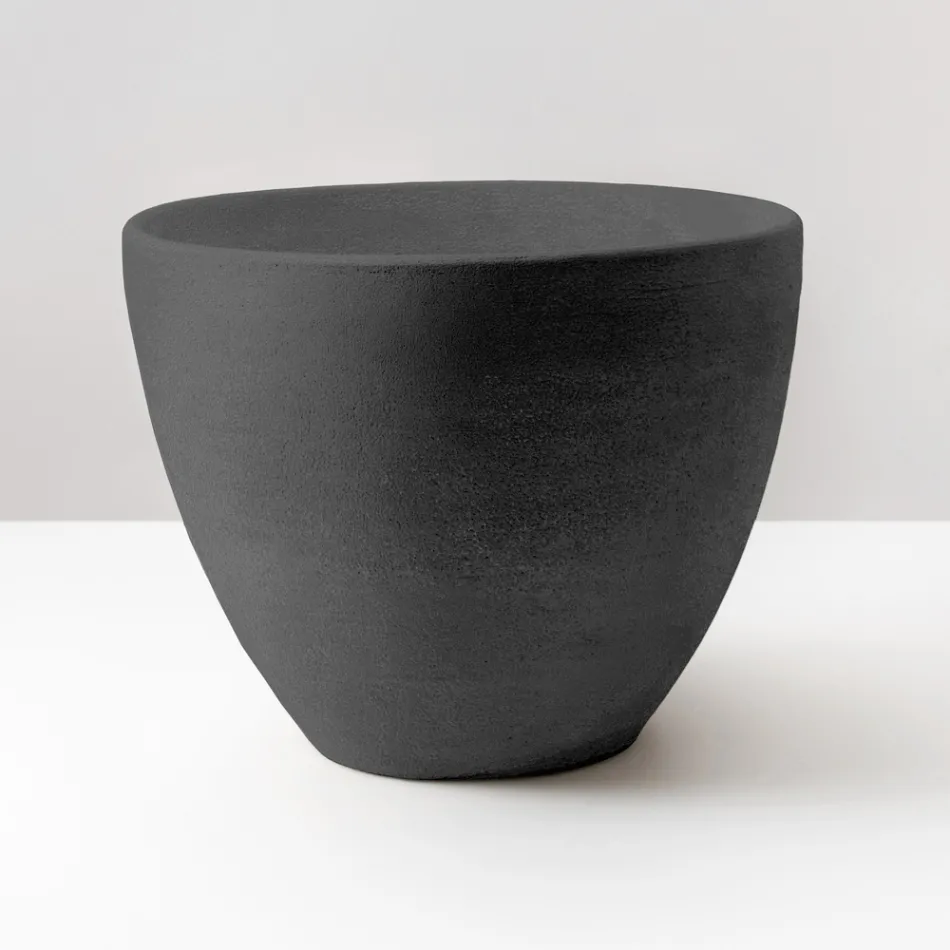 Chiuvetă conică de blat din lut refractar strunjit manual - Orbite Viadurini