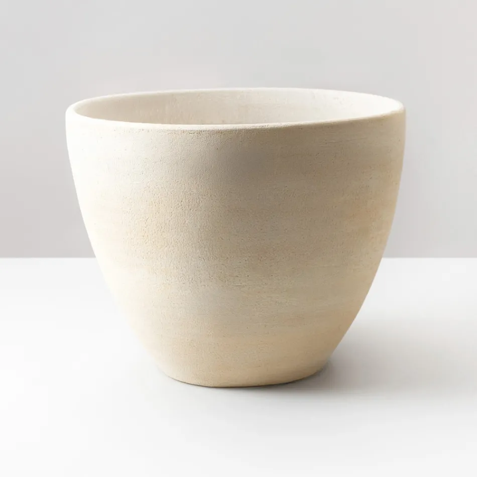 Chiuvetă conică de blat din lut refractar strunjit manual - Orbite Viadurini