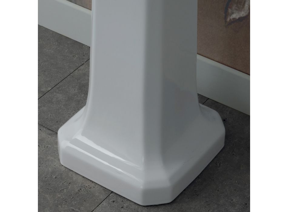 Lavoar Consolă coloană din ceramică albă Fabricat în Italia - Wollie Viadurini