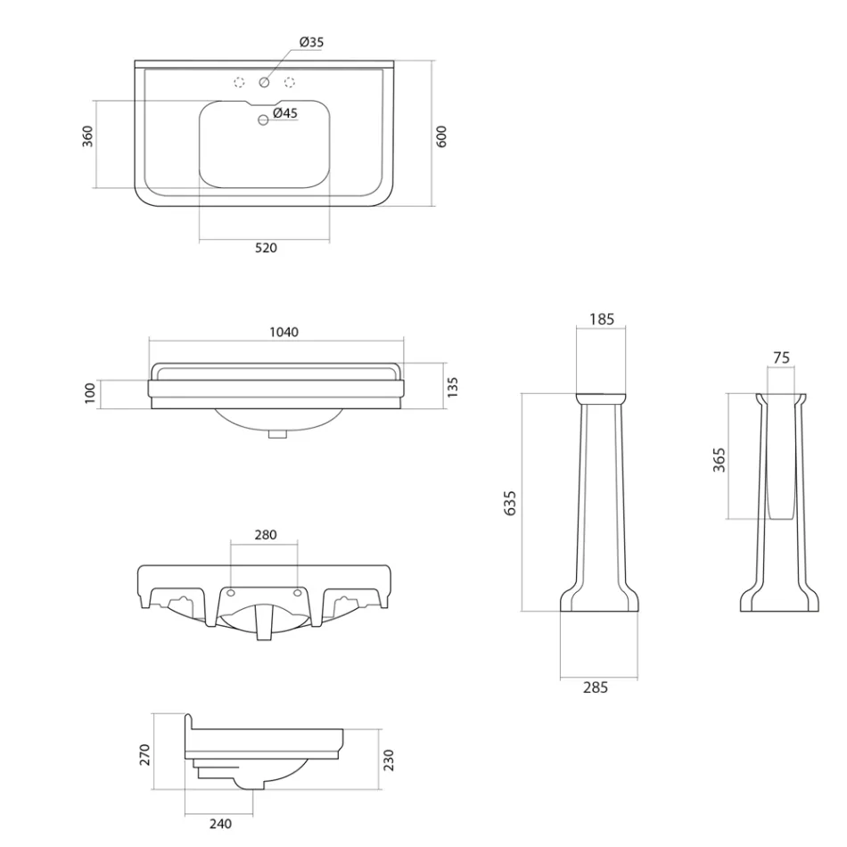 Lavoar Consolă coloană din ceramică albă Fabricat în Italia - Wollie Viadurini