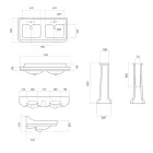 Chiuvetă cu consolă coloană în dublu din ceramică, fabricat în Italia - Wollie Viadurini