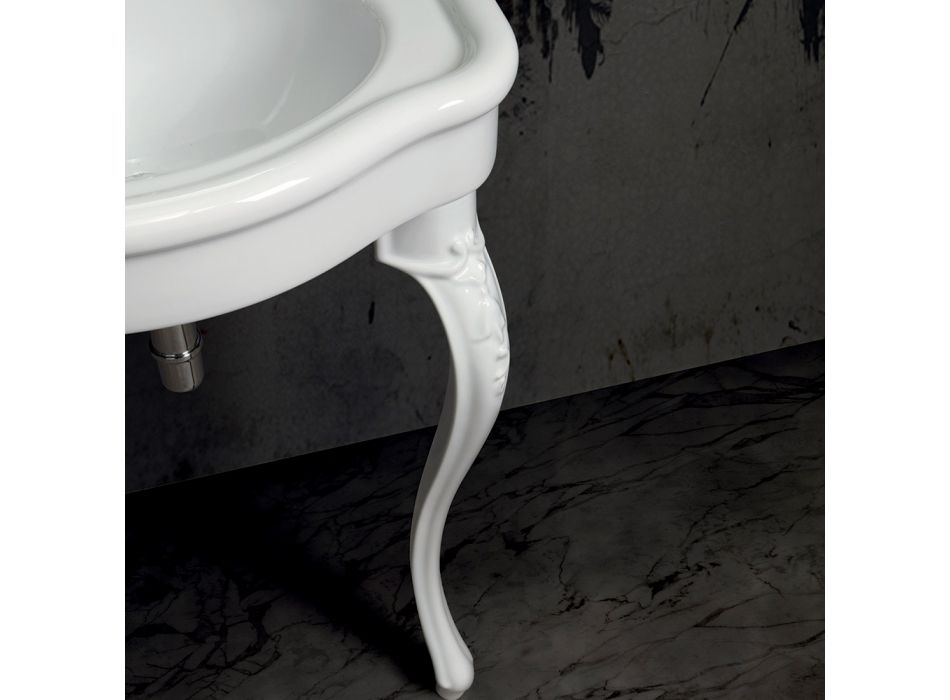 Chiuvetă consolă clasică din ceramică albă Made in Italy - Magda Viadurini