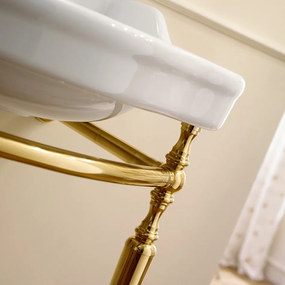 Lavoar Consola cu Vas Dublu Ceramic, Made in Italy Vintage - Paulina Viadurini