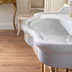 Lavoar Consola cu Vas Dublu Ceramic, Made in Italy Vintage - Paulina Viadurini