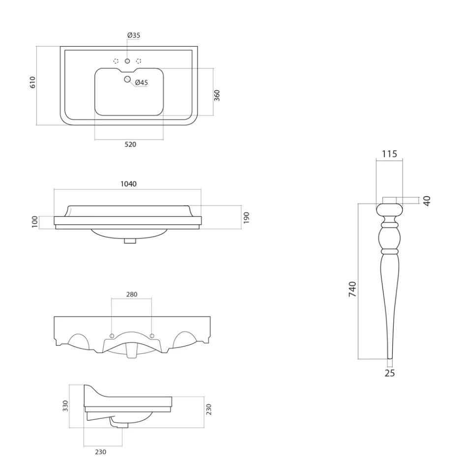 Lavoar Consolă din ceramică albă Fabricat în Italia Stil clasic - Wollie Viadurini
