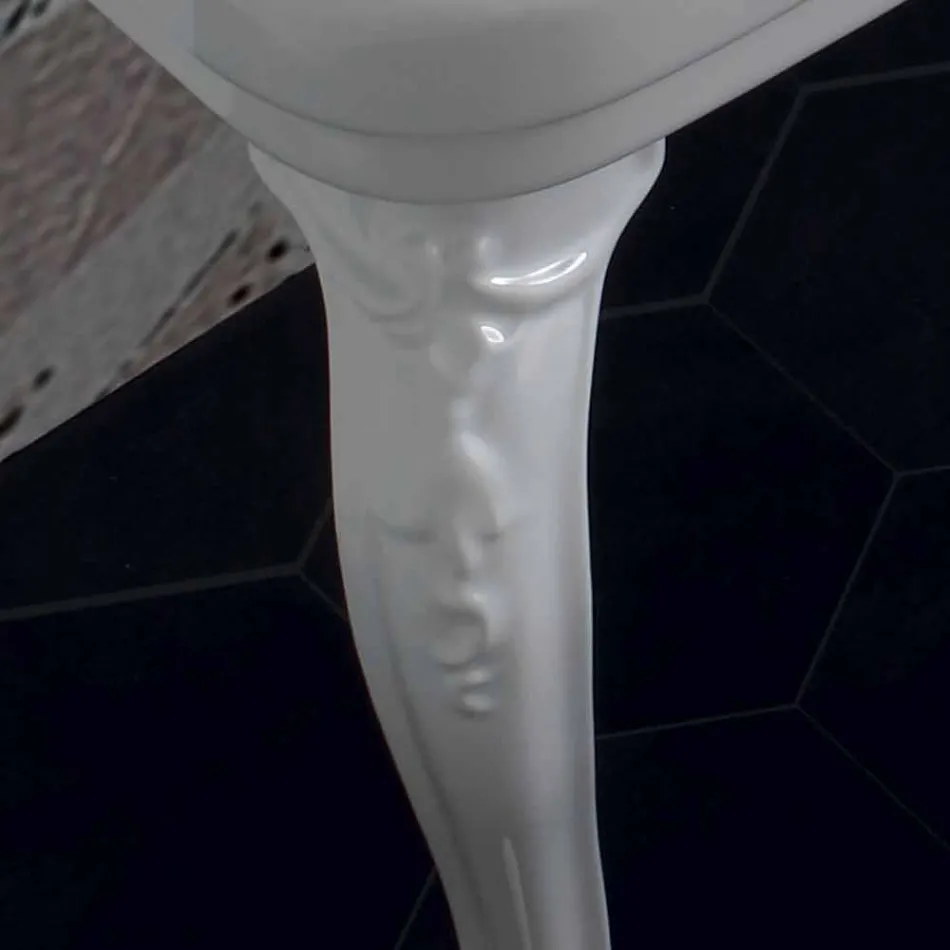 Consola chiuvetă din ceramică albă din design clasic italian, Swami Viadurini