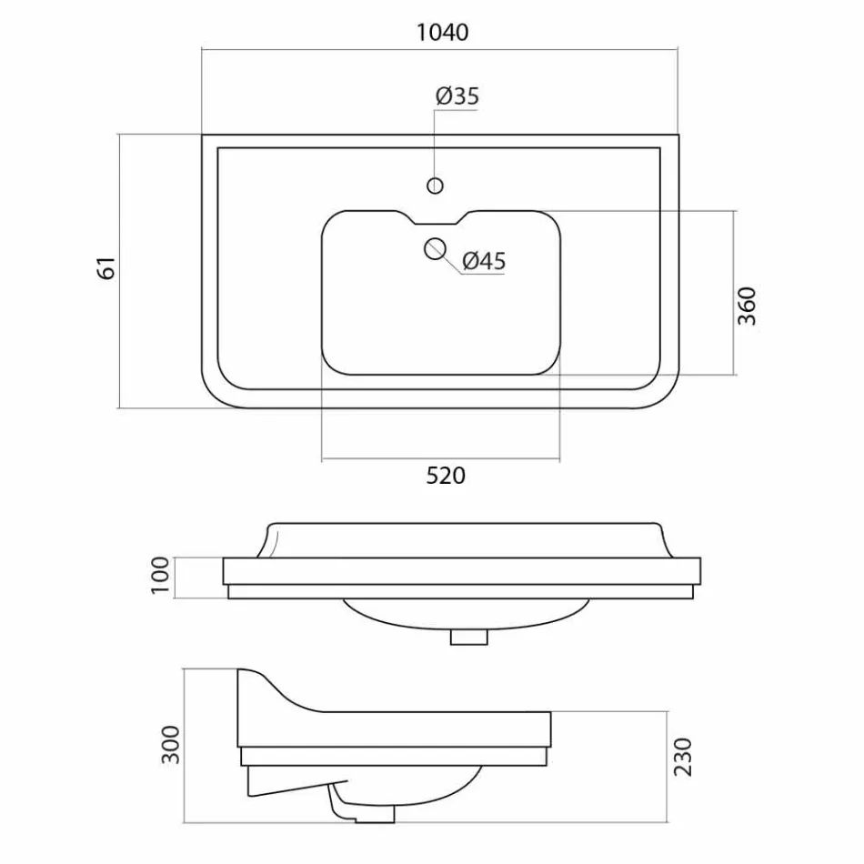 Consola chiuvetă din ceramică albă din design clasic italian, Swami Viadurini