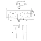 Lavoar Consola Vintage cu Vas Dublu si Picioare Ceramice Made in Italy - Paulina Viadurini