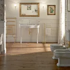 Lavoar Consola Vintage cu Vas Dublu si Picioare Ceramice Made in Italy - Paulina Viadurini