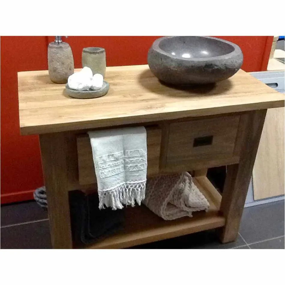 Chiuvetă artizanală de blat în piatră naturală modernă a râului - Aurea Viadurini