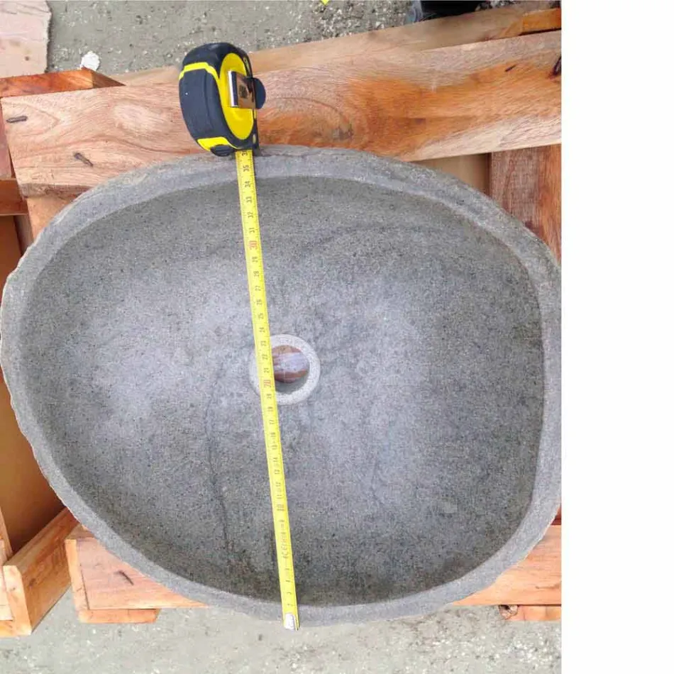 Chiuvetă artizanală de blat în piatră naturală modernă a râului - Aurea Viadurini