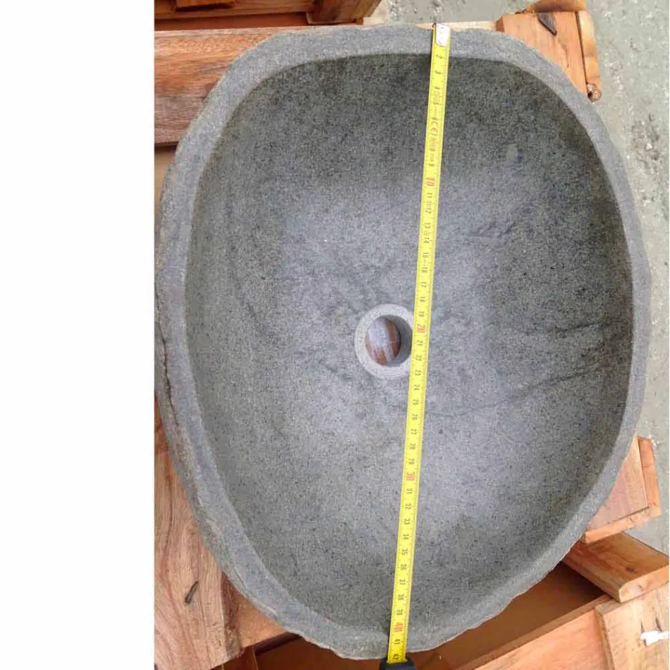 Chiuvetă artizanală de blat în piatră naturală modernă a râului - Aurea Viadurini