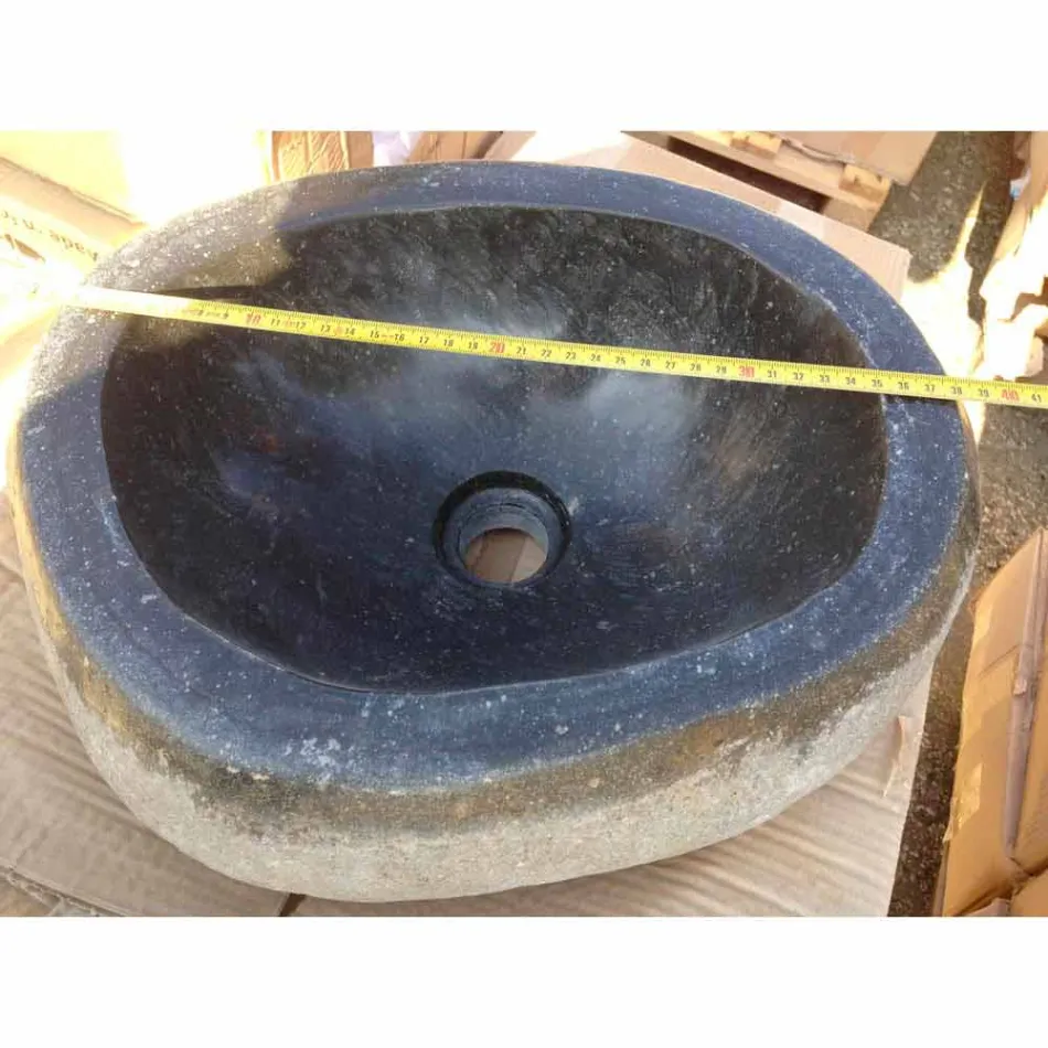 Chiuvetă artizanală de blat în piatră naturală modernă a râului - Aurea Viadurini