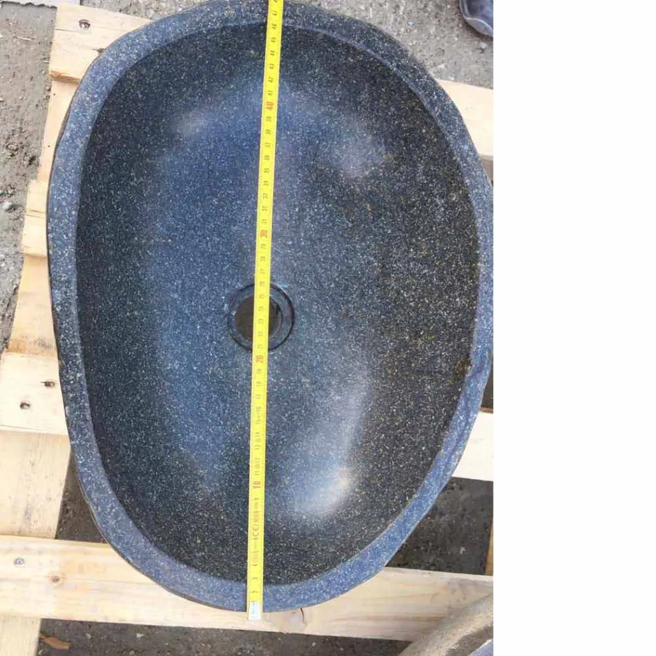 Chiuvetă artizanală de blat în piatră naturală modernă a râului - Aurea Viadurini