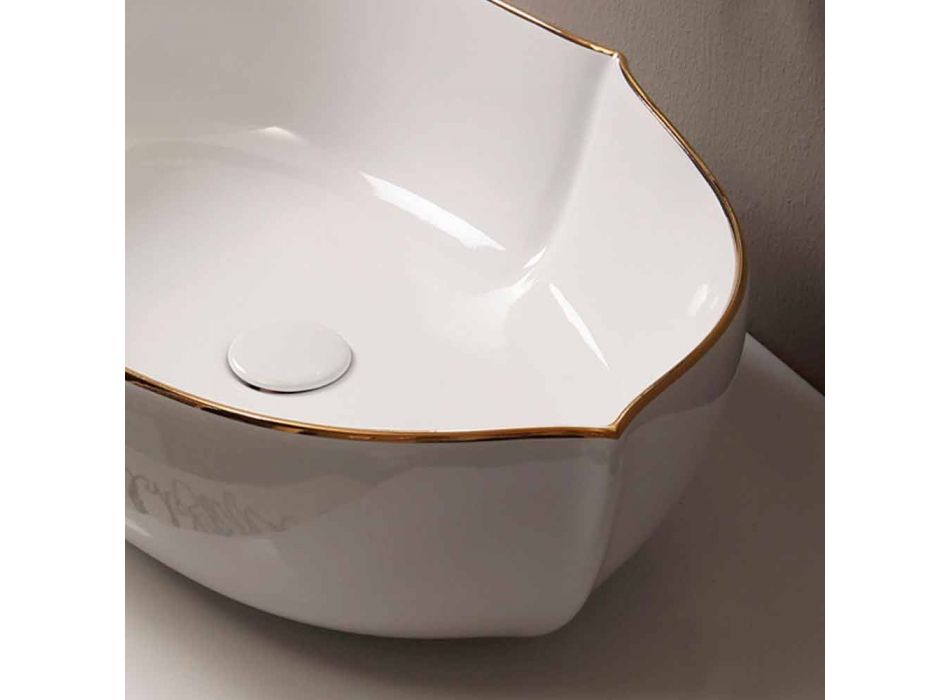 Blat de proiectare chiuvetă din aur alb ceramic fabricat în Italia Oscar Viadurini