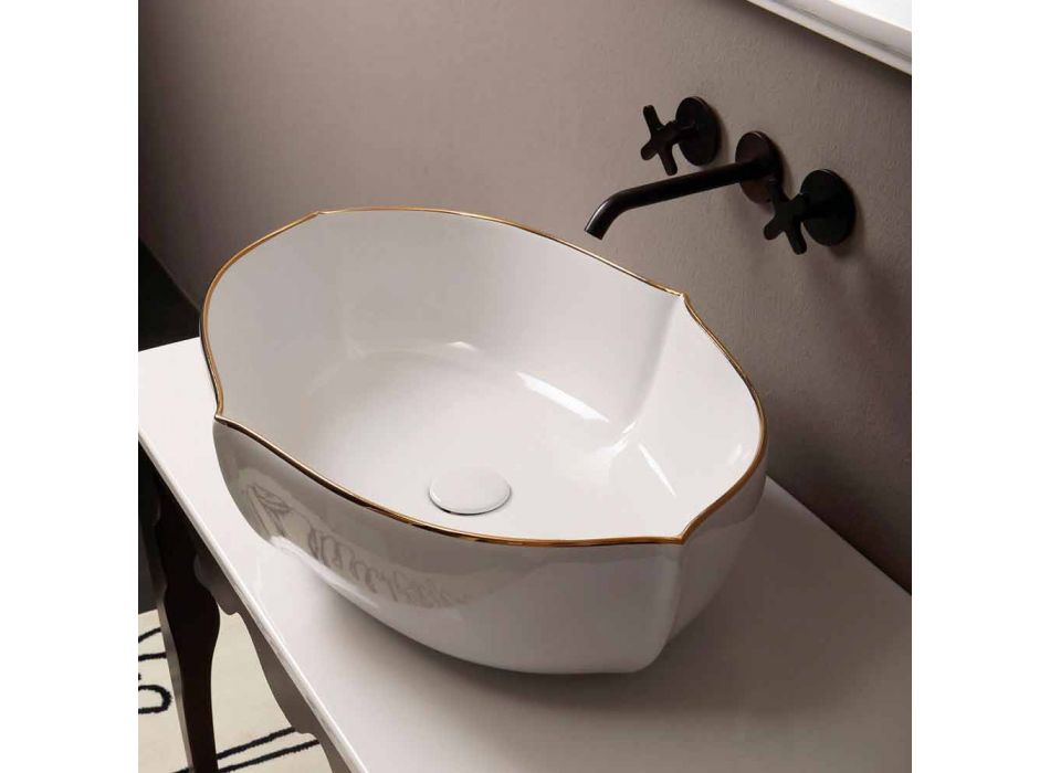 Blat de proiectare chiuvetă din aur alb ceramic fabricat în Italia Oscar Viadurini