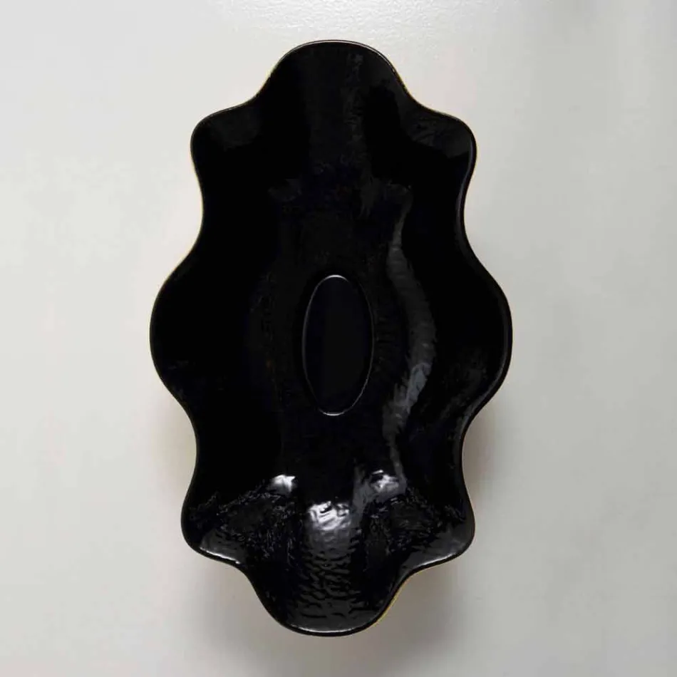 Blat de blat din ceramica negru si aur realizat in Italia Cubo Viadurini