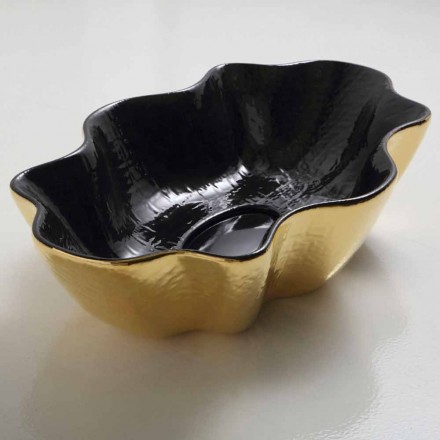 Blat de blat din ceramica negru si aur realizat in Italia Cubo Viadurini
