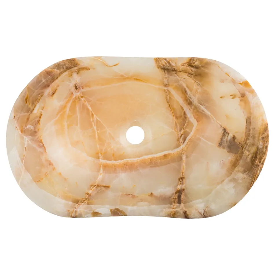 Lavoar blat de design din piatra de onix Lana, lucrat manual Viadurini