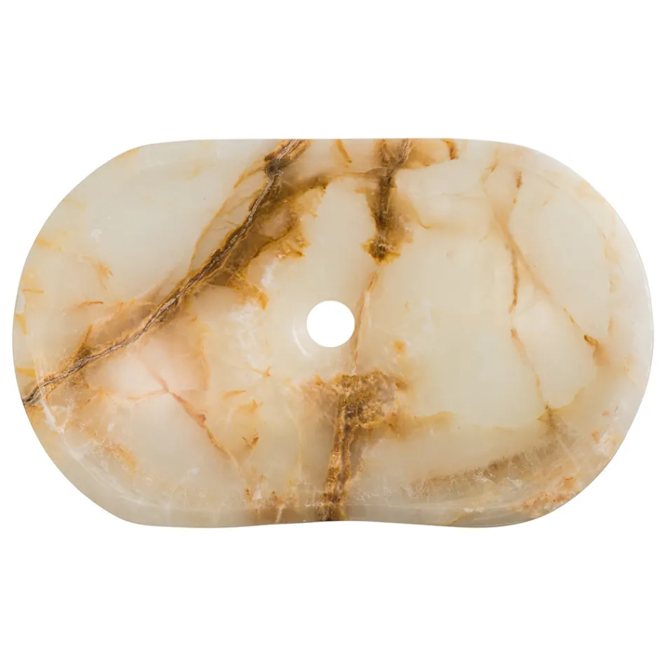 Lavoar blat de design din piatra de onix Lana, lucrat manual Viadurini