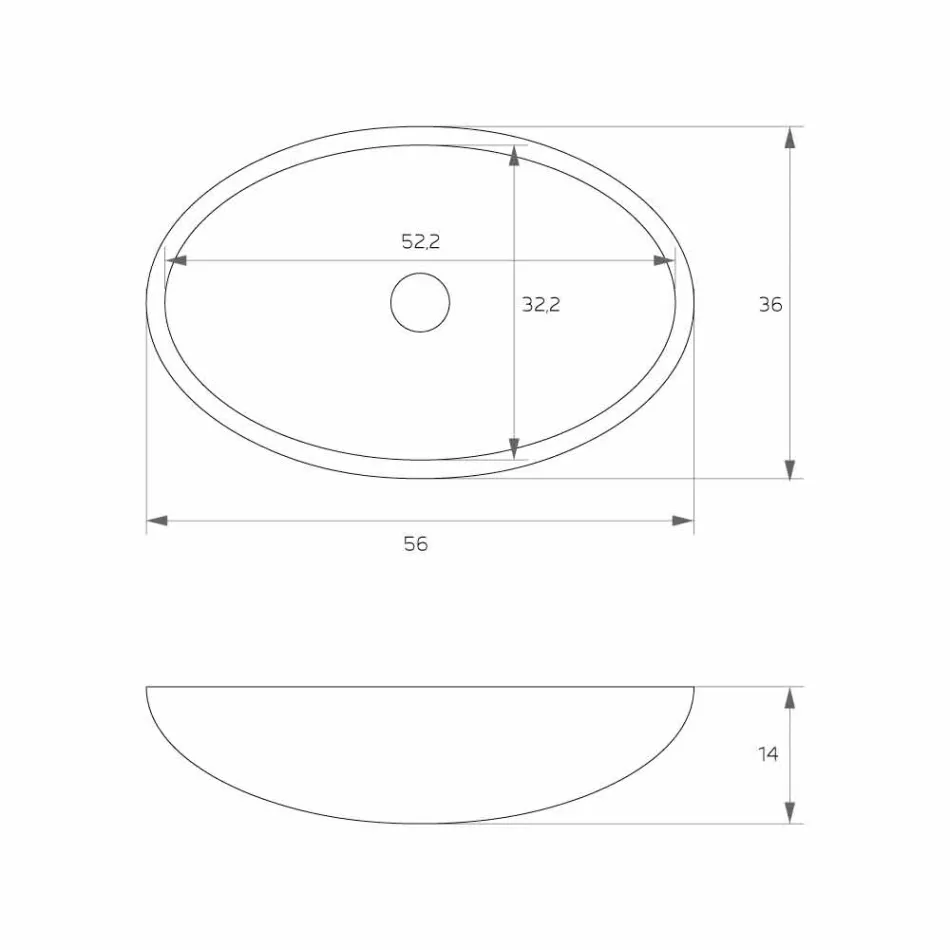 Oval chiuvetă de blat liber, produsă în Italia, Frascati Viadurini