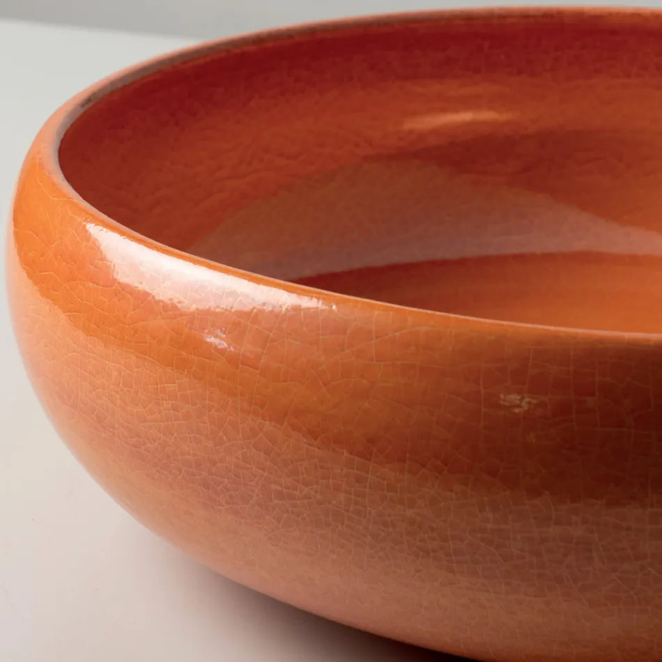 Chiuvetă de blat din lut Raku cu luciu metalic craquelé - Prisma Viadurini