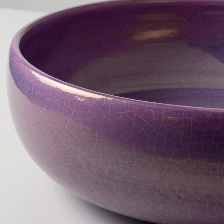 Chiuvetă de blat din lut Raku cu luciu metalic craquelé - Prisma Viadurini