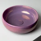 Chiuvetă de blat din lut Raku cu luciu metalic craquelé - Prisma Viadurini