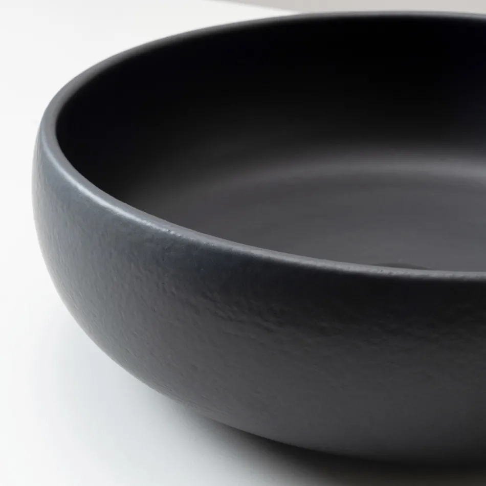 Chiuvetă de blat din lut Raku cu luciu metalic craquelé - Prisma Viadurini