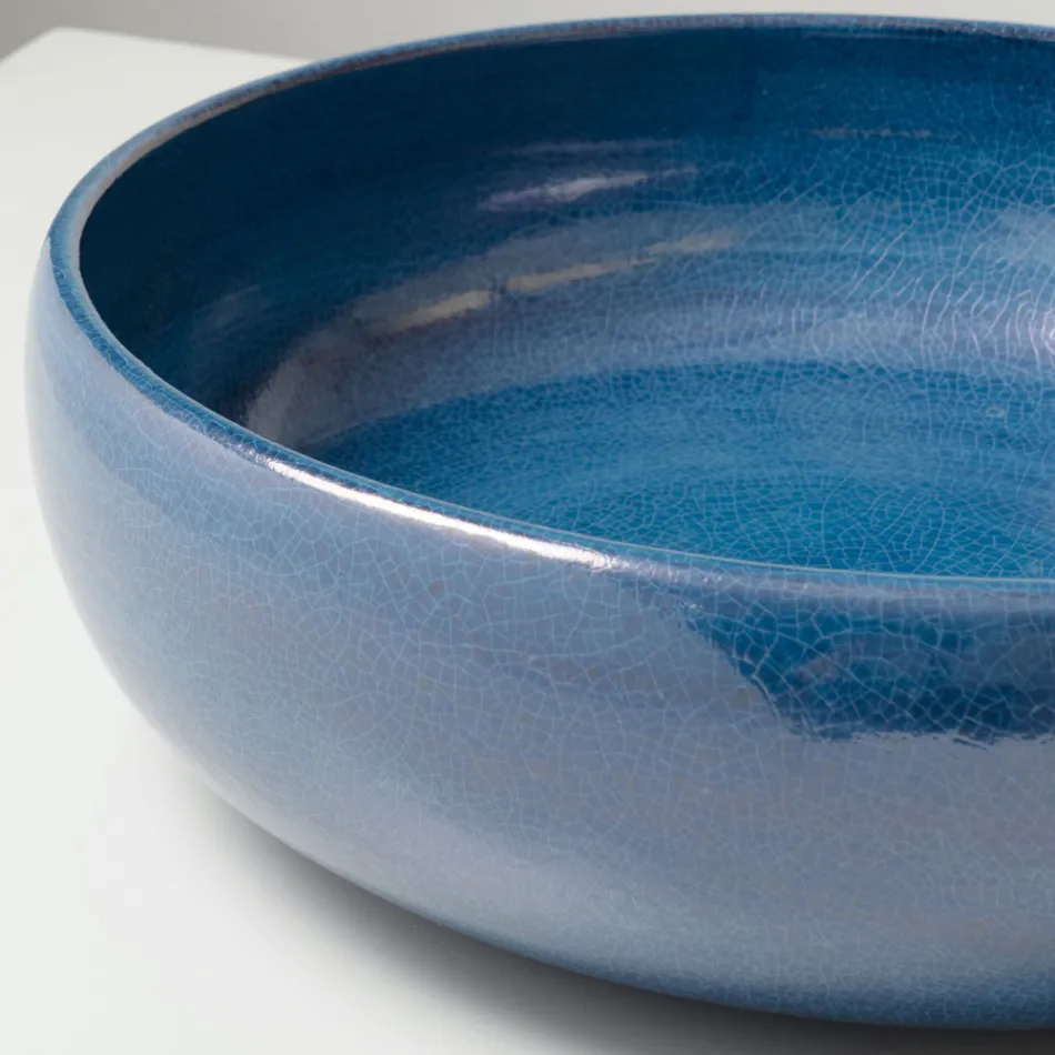 Chiuvetă de blat din lut Raku cu luciu metalic craquelé - Prisma Viadurini